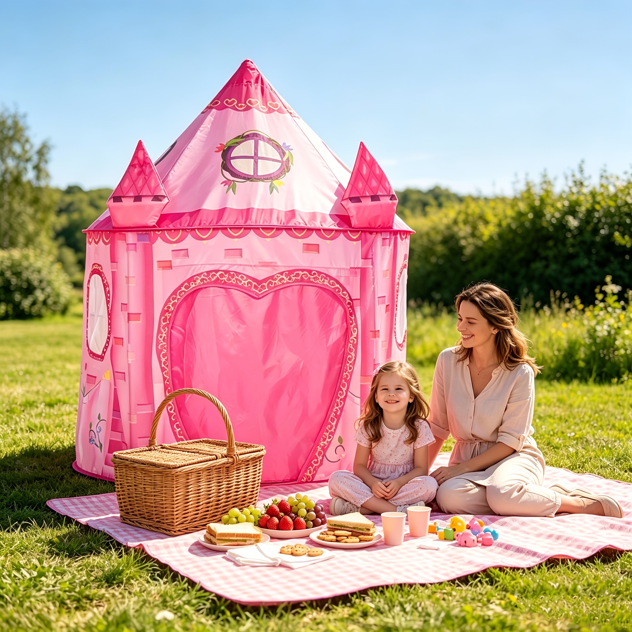 Pink Play Tent, Foldable Portable Princess Playhouse For Toddlers, Indoor Outdoor Pretend Play Tent, Toy House For Girls And Boys, Birthday Halloween Christmas Gift