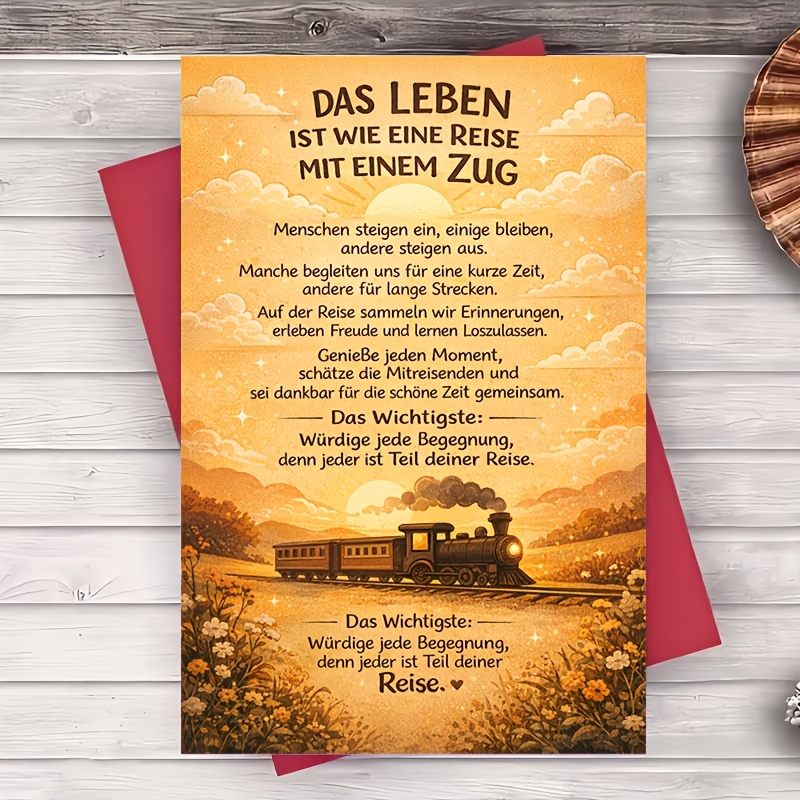 TEMU 1 Envelope And 1 Greeting Cardvintage Train Journey Quote Greeting Card For Coworkers Encouragement Birthday Graduation 2d Card Greeting Card