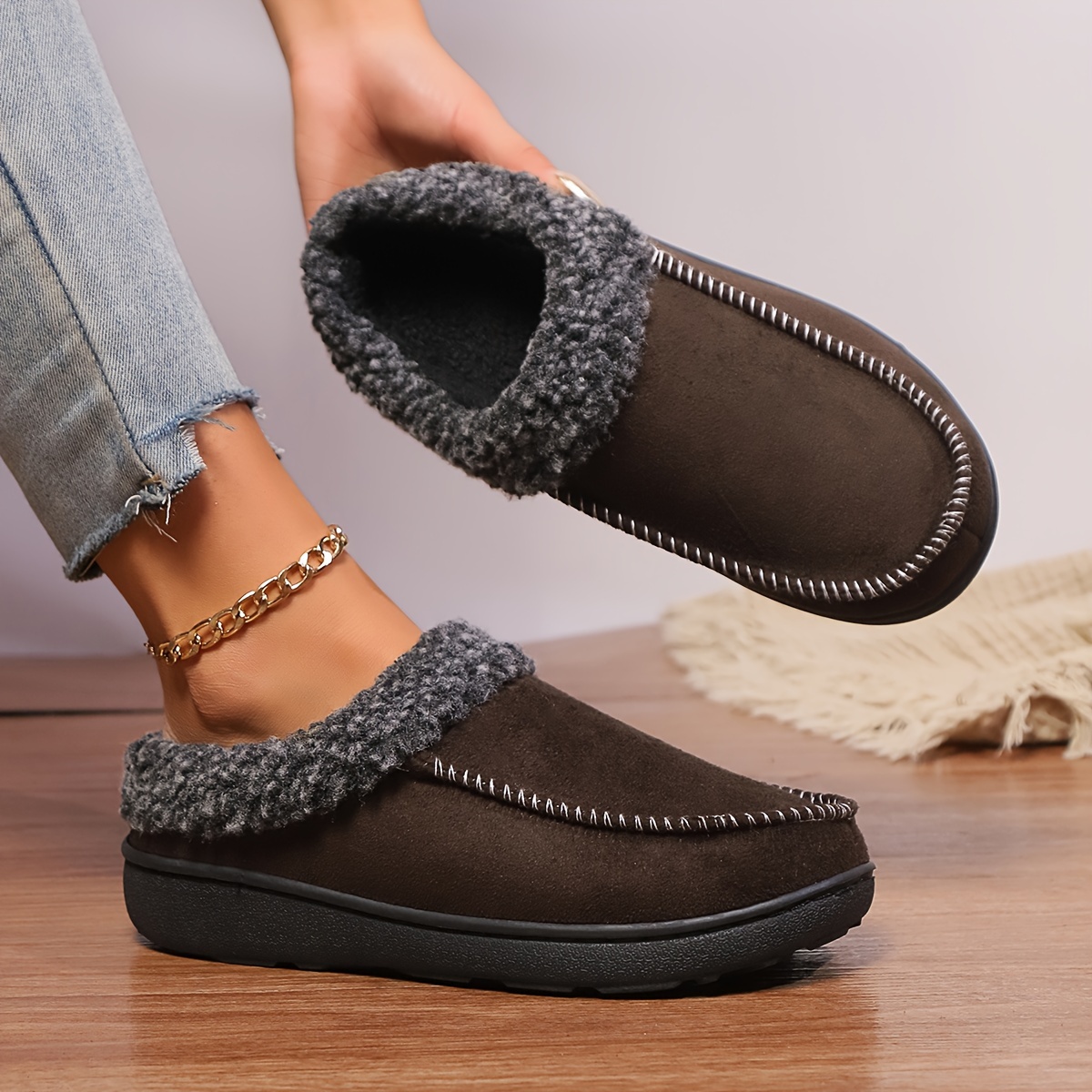 color slip on slippers comfortable fabric upper with tpr sole   indoor outdoor unisex slippers details 2