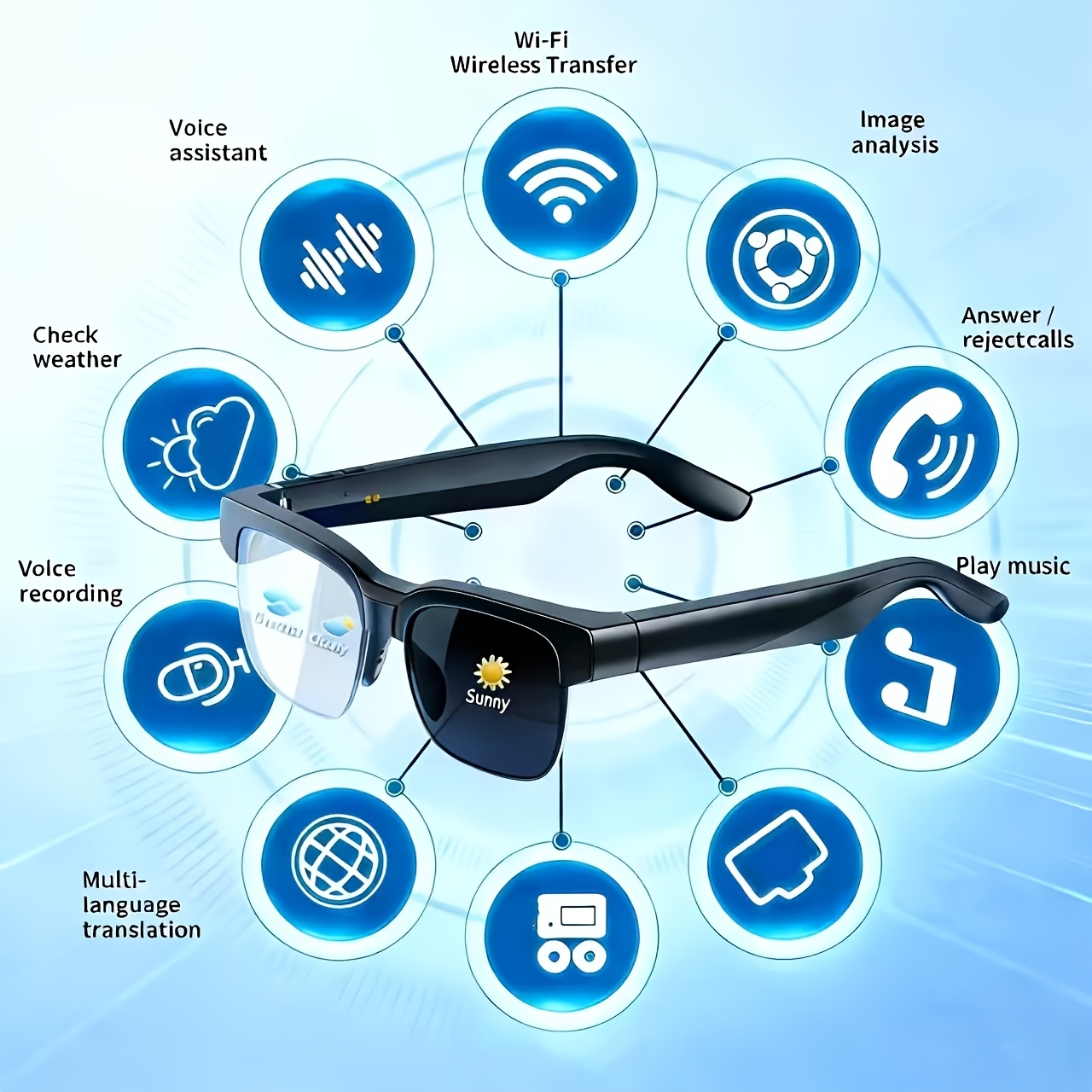 TEMU 2026 New Model Ai Smart Glasses, Fashion Glasses For Men, Smart Glasses With Multiple Functions, Cutting- Technology, Conference Multi-language