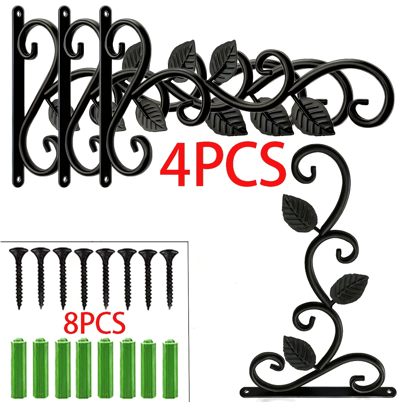 TEMU 4pcs Metal Hooks, Used For Storage, Suitable For Outdoor Use, Home Decoration, And Holiday Decoration. Very Suitable For Hanging Flower Baskets,