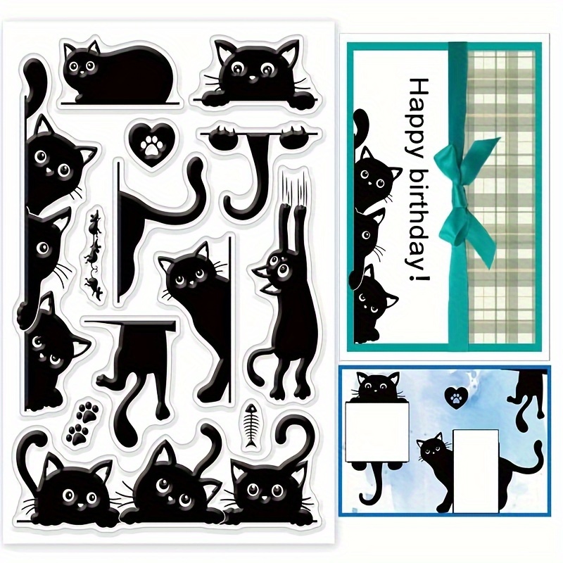 

1pc Cat-themed Transparent Stamp For Diy Scrapbooking, Card Making & Home Decor - Rectangular Clear Stamp
