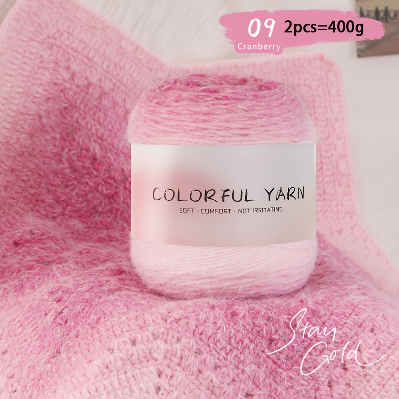 TEMU 2-pack Colorful Self-striping Yarn | Charm Multicolor Acrylic And Nylon Yarn For Knitting, Crocheting Fashion Sweaters, Ladies' Shawls, Coats,