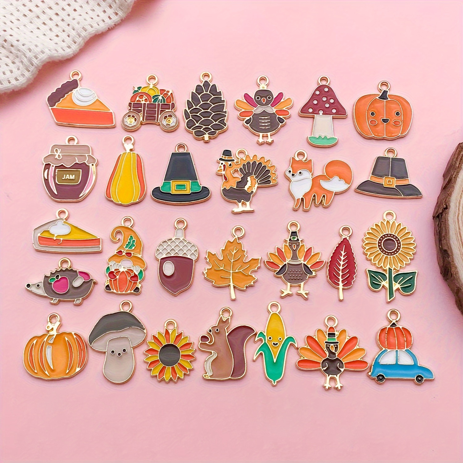 

27 Pcs Festive Fall Charms: Thanksgiving Enamel Pendants - Pumpkins, Turkeys, Maple Leaves & More - Perfect For Diy Jewelry, Bracelets, Necklaces & Earrings - Suitable For Holiday Decorations