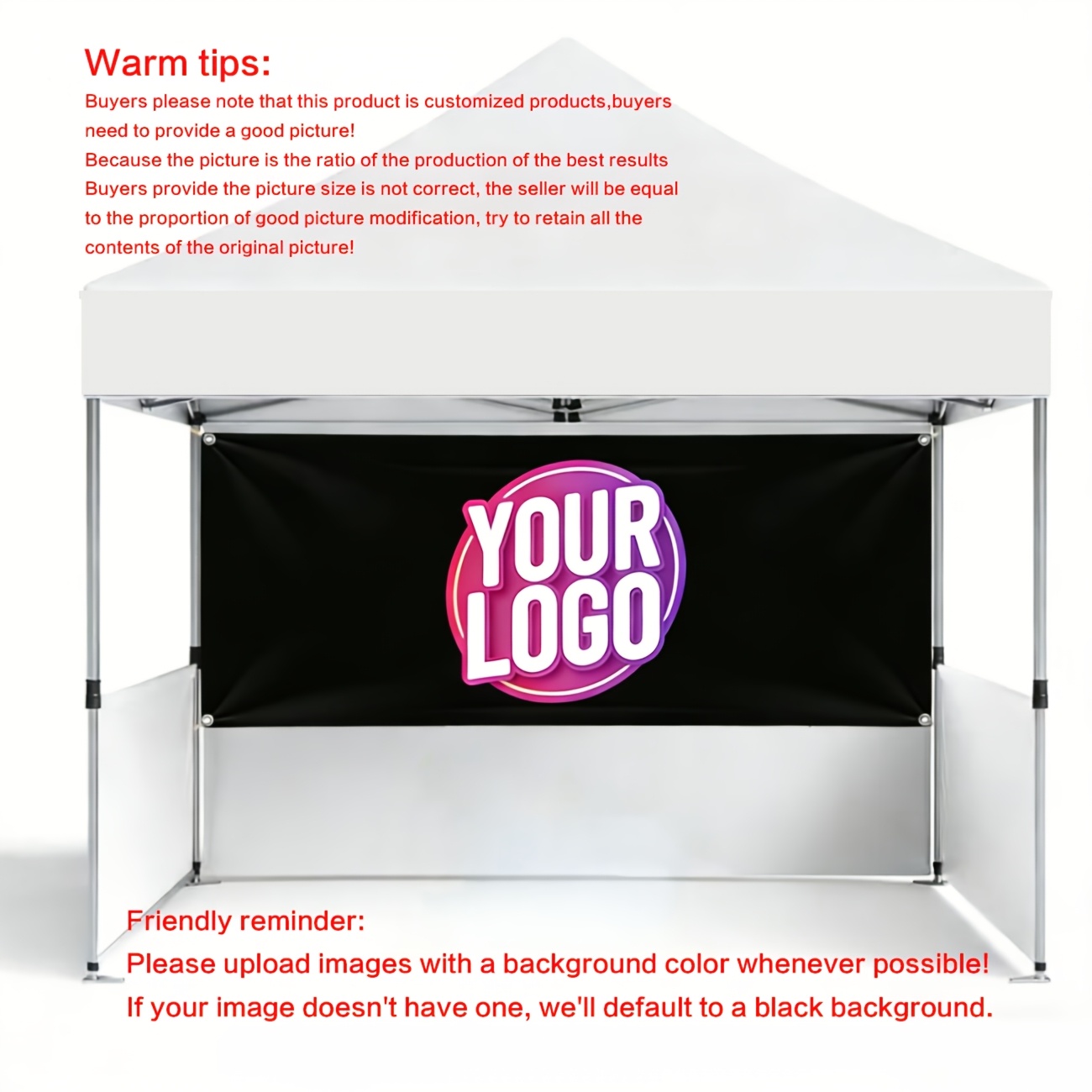 TEMU Custom Banners And Draperies, With Customizable Branding And Logos. Includes Only Banners And Draperies, Excluding Canopies And Frames. With