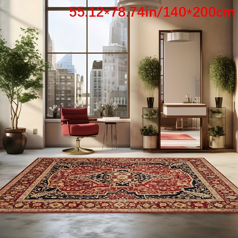 

Persian Carpet Classic Pattern Carpet Decorative Living Room Soft Carpet, Machine Washable Non-slip Carpet, Hotel Cafe Shop Carpet Eid Al-adha Mubarak
