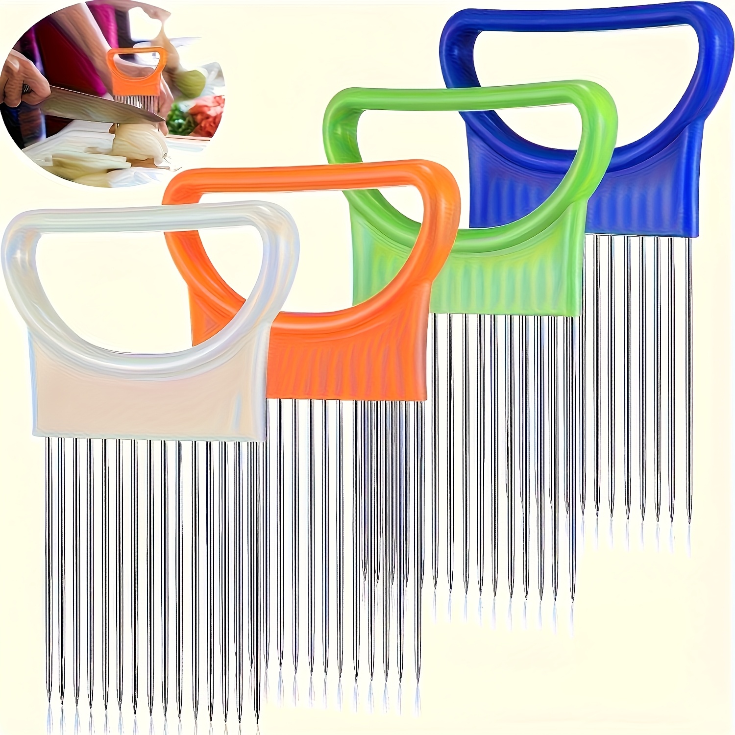 جهاز تقطيع البصل من الفولاذ المقاوم للصدأ، مناسب للبصل الأخضر والبصل، الثوم والفواكه والخضروات، أداة طبخ مطبخ محمولة، ملحقات مطبخ، قطاعة خضروات من الفولاذ المقاوم للصدأ، قطاعة ثابتة لمنزل 30