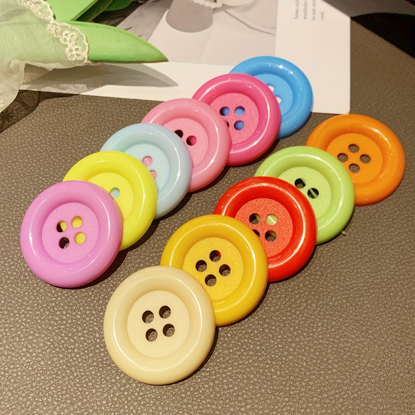 Image of Large Plastic Handmade Diy Decorative Buttons, Random Colors , 5pcs/10pcs/20pcs