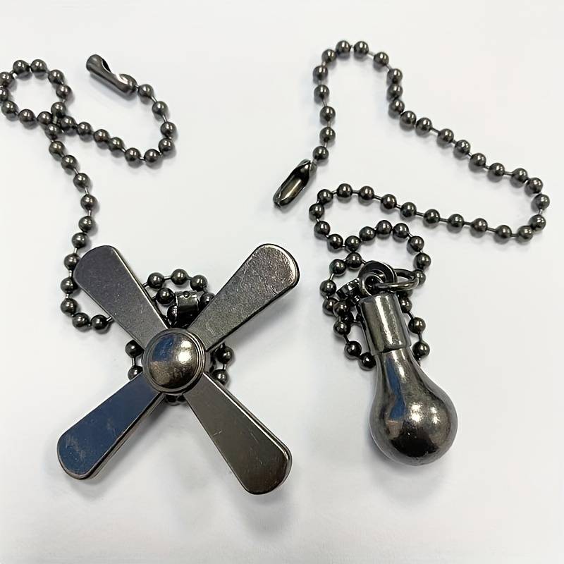 2-Pack Metal Fan Pull Chain Extenders - 13.8 Inch Beaded Ball Chains For Ceiling Fans & Lamps