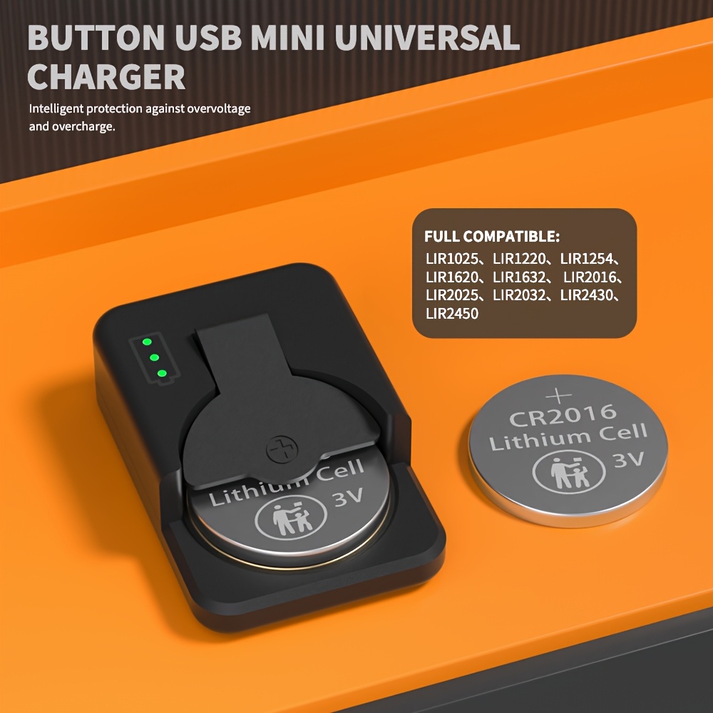 usb   small mini battery charger coin battery charging station universal led coin battery charger portable compatible with multiple coin battery sizes batteries not included