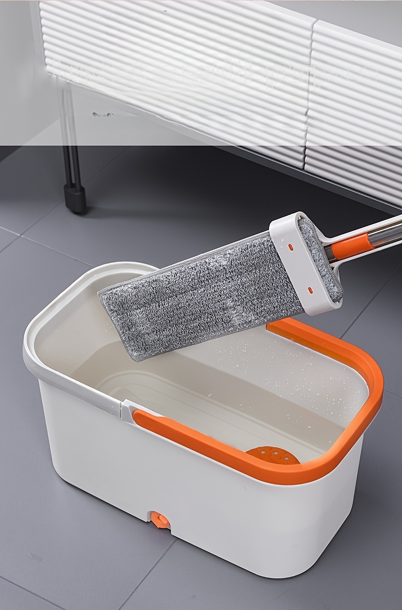 rotary mop and bucket set stainless steel polypropylene 360 swivel system with 2 microfiber mop heads for multi surface cleaning ideal for household use suitable for living room bedroom bathroom kitchen toilet no electricity required details 7