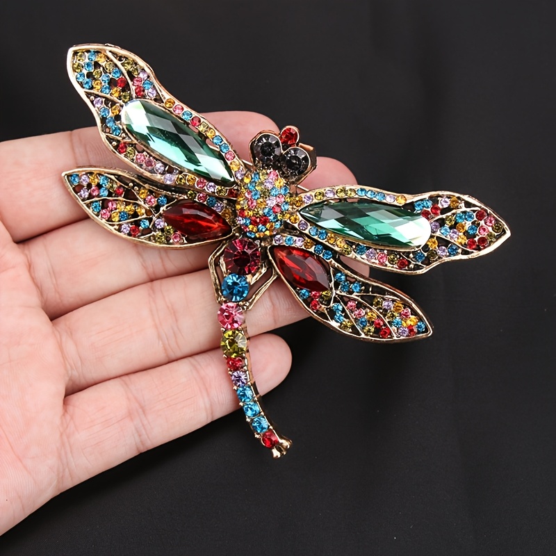 large sparkling dragonfly brooch pin vintage inspired multicolor gemstone encrusted coat accessory with intricate   for jackets hats bags elegant gift for women dragonfly jewelry hat       Product details 6