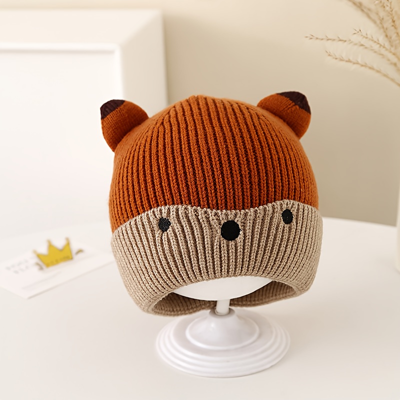 1 Winter New Thickened Children's Warm Hat, Cute Cartoon Animal Ted Cap For 1-2 Years Old
