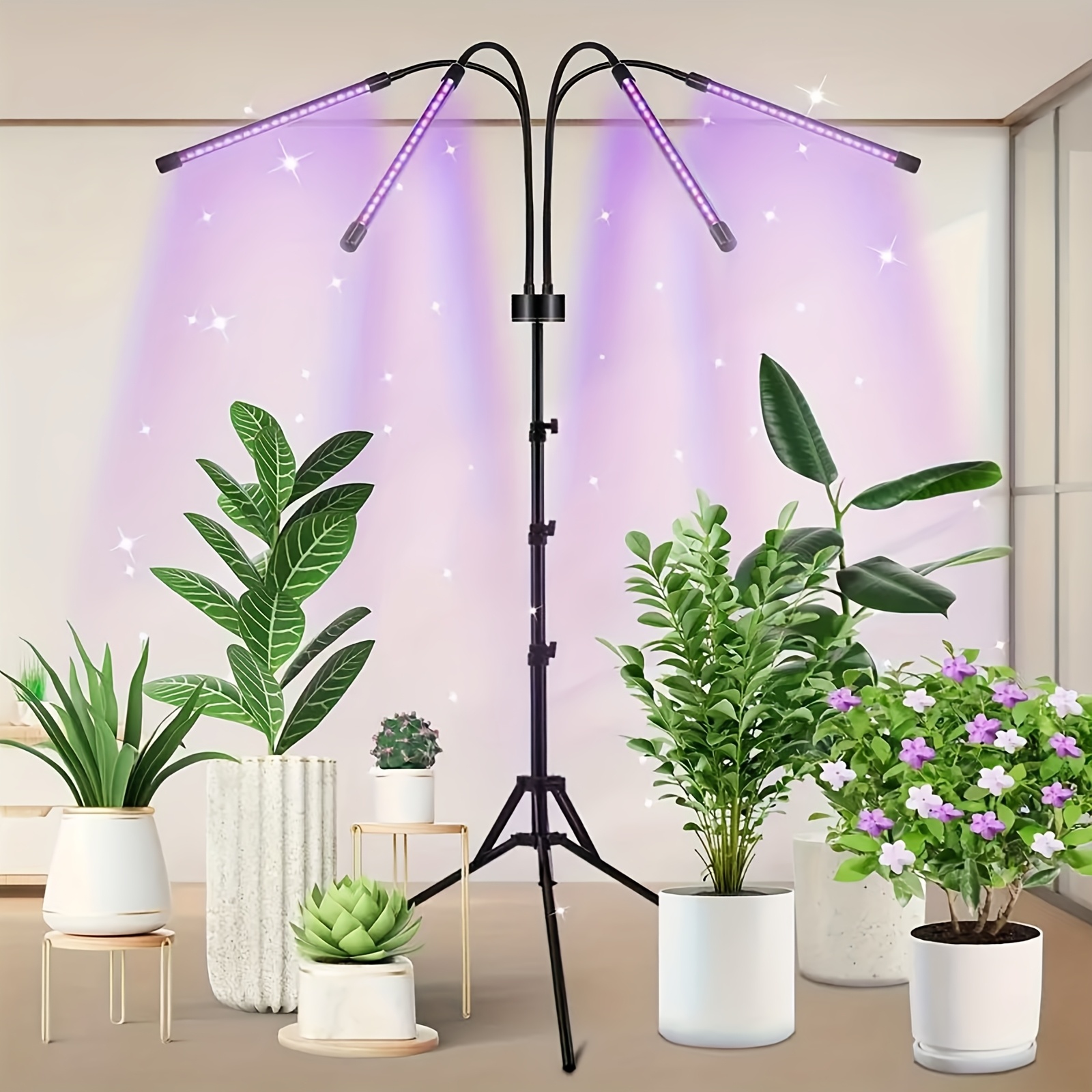 

Led Lighting Plant Growth Light, Adjustable Stand Fill Light, 4 Lamp Heads With Usb, 3 Mode Switching Timer, Commercial Household Indoor Planting Light Full