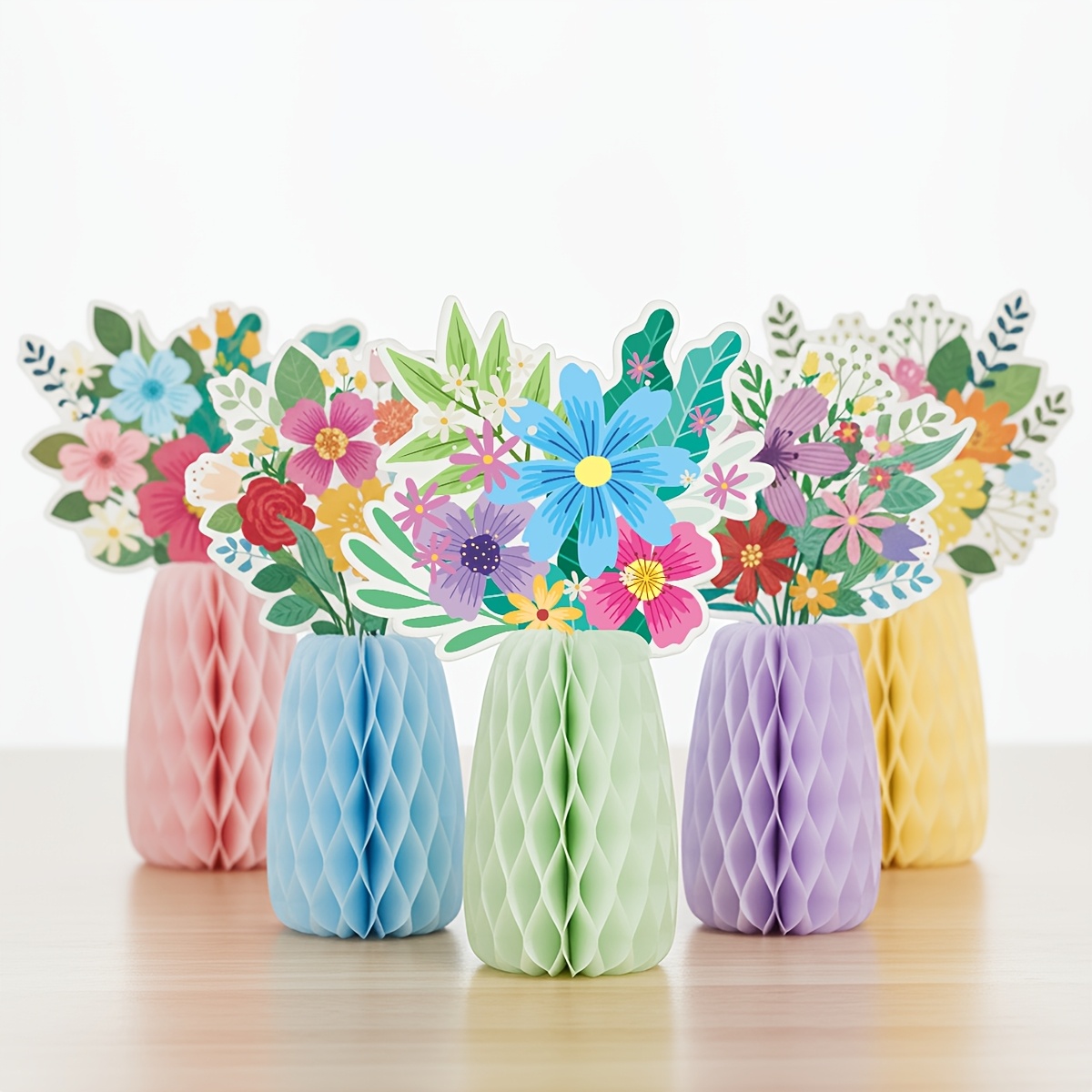 Image of 5pcs Flower Birthday Table Decorations, Wildflowers Honeycomb Centerpieces Decorations, Birthday Party Decorations Spring Theme Table Centerpieces For Wedding Baby Shower Supplies