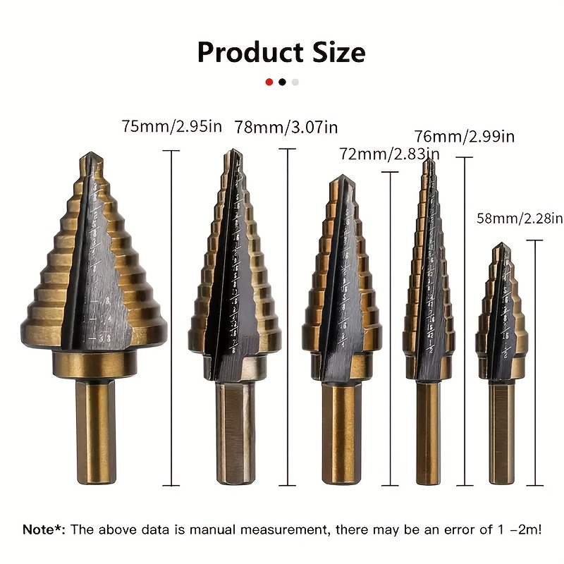 TEMU 5pcs Titanium Steel Set - Cone For Wood, Plastic, Metal, Compatible, No Required