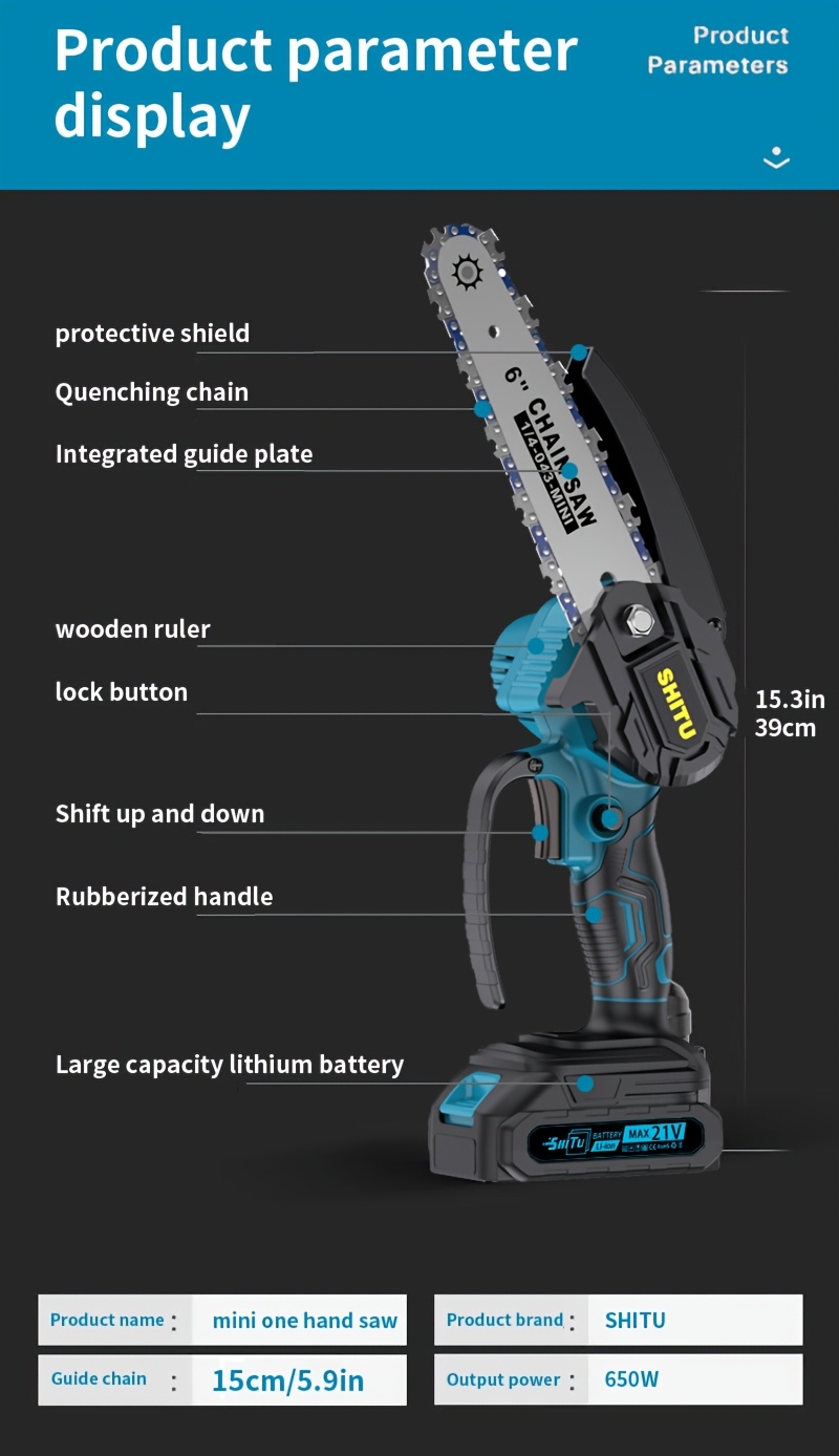 mini chainsaw cordless lightweight portable handheld electric tree cutter with splash lock rechargeable battery and safe trimming for quick cutting of tree branches courtyard household and for man pruning details 11