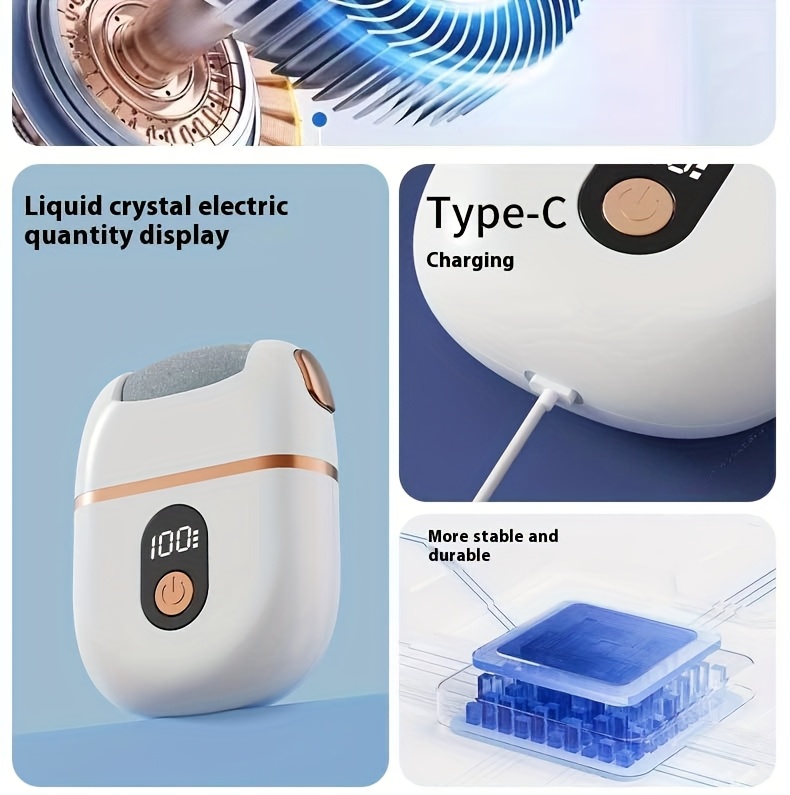 2025 new rechargeable electric grinder three replaceable grinding heads thick grinding head for thick polishing portable and usb charging light beige care for cracked and dry light beige for halloween christmas valentine Product details 1