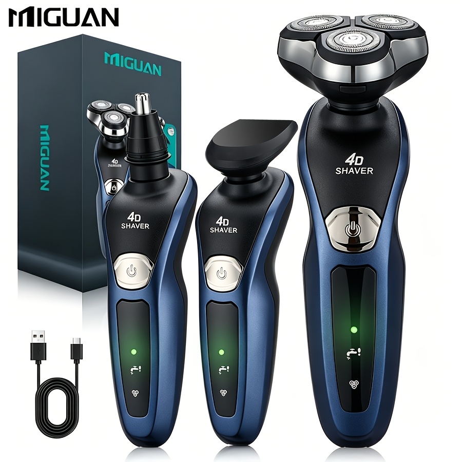 Men's 3-Blade Electric Shaver Kit – USB Rechargeable Multi-Function Grooming Set with Hair Clipper, Nose Trimmer & Sideburn Trimmer for Home Use — Zaynora Luxury Marketplace
