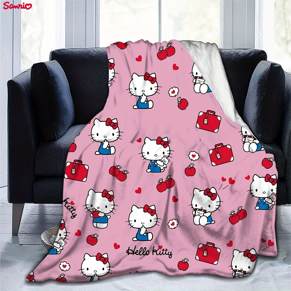 

1pc Hello Kitty Flannel Blanket, Gift Square Blanket Soft And Comfortable, Suitable For Adults At Home Picnic Travel