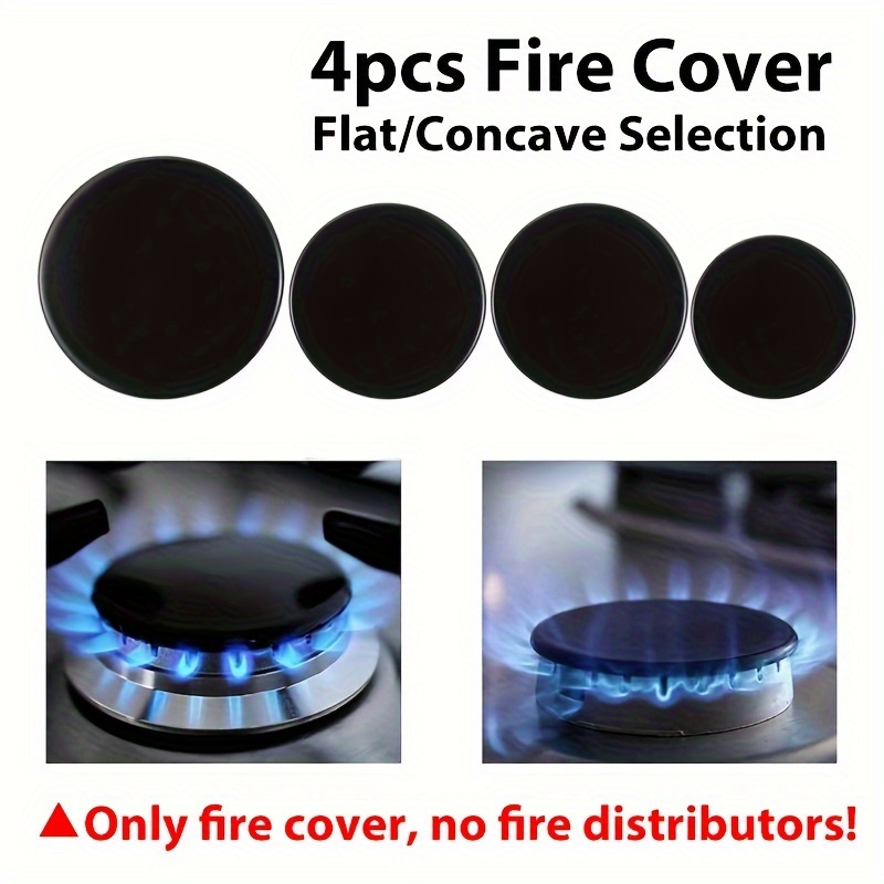 

4pcs Fire Cover Set For Gas - Flat/ Options, Material, Ideal For Oven Burner & Stove Head Accessories, Stove Top Protectors