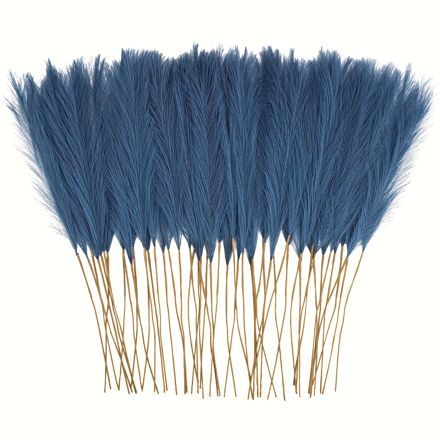 

24pcs Faux Pampas Grass, 21" Short Artificial Grass Floral Fake Pompas Grass Branches Vase Filler Flower Arrangement For Home Wedding Boho Decor, Navy Blue