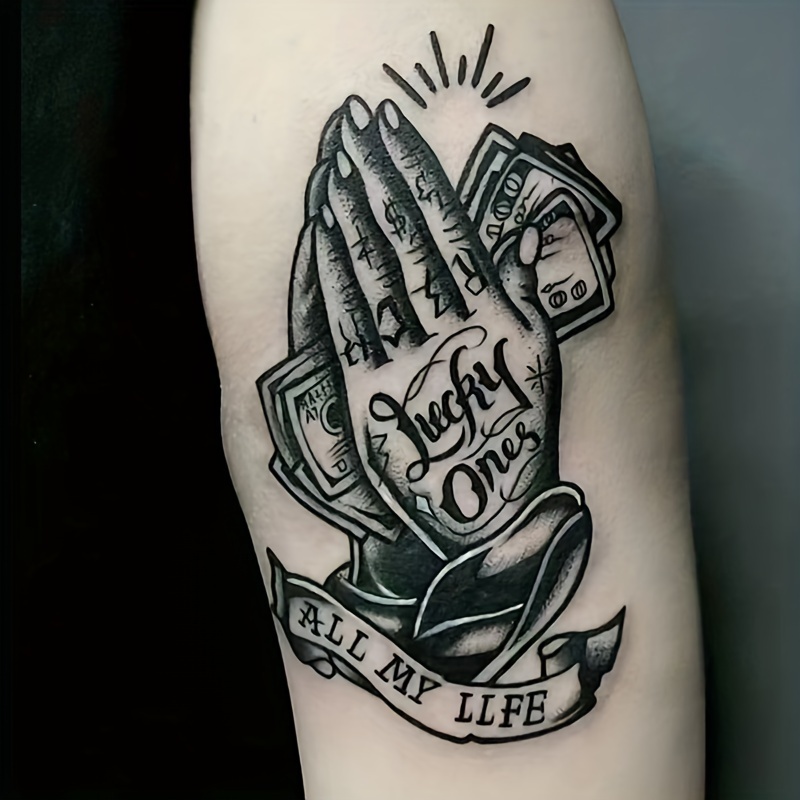 TEMU 6 Large Herbal Tattoo Stickers, Including 1 Random Designs, Lasting 7-15 Days, And Friction-resistant, Realistic Effect, Suitable For People Who Do Not Want To Tattoo Pain