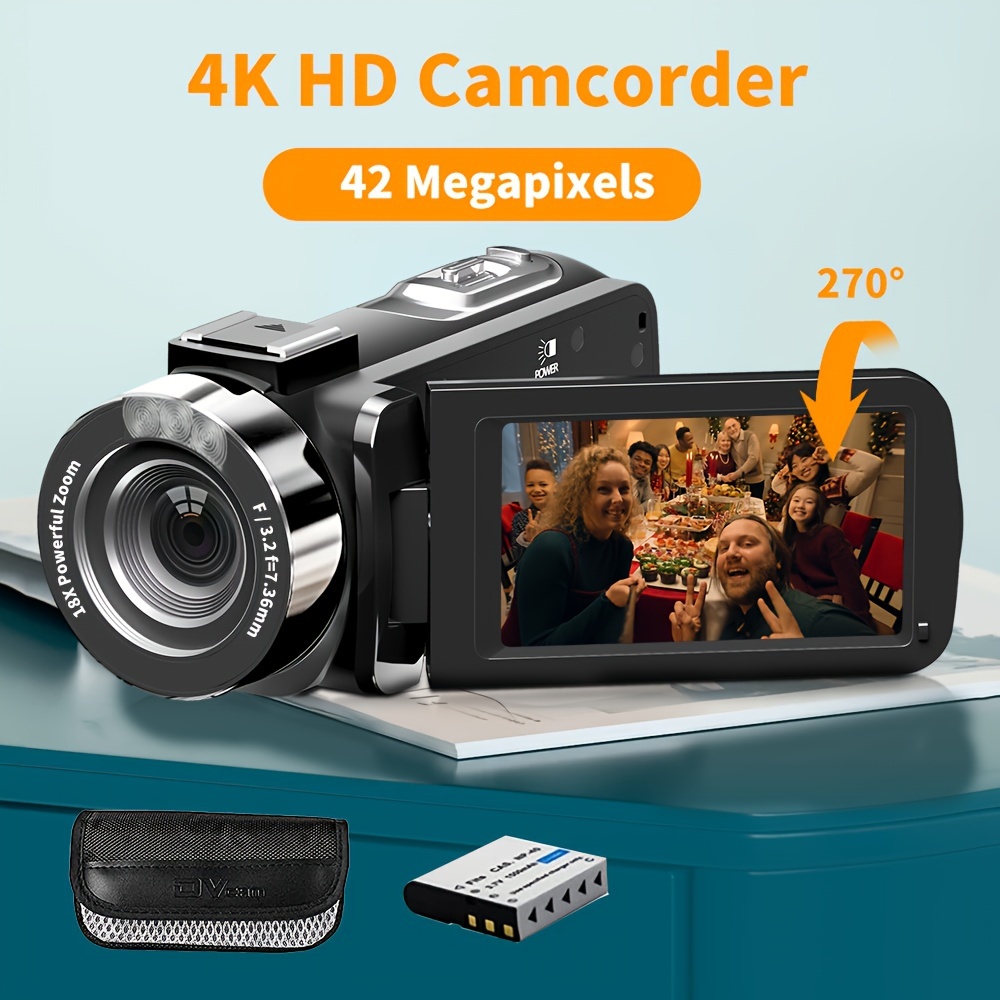 4K ビデオカメラ ビデオカメラ フル HD 60FPS 18X デジタルズーム ...