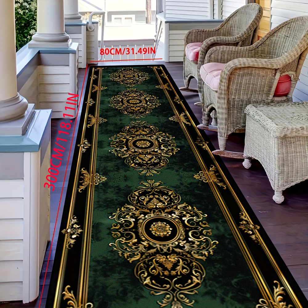 TEMU 1pc Luxurious Velvet Long Mat, Machine Wash And Easy To Clean, Bohemian Persian Style Mat, Suitable For Corridors, Kitchens, Laundry Rooms,