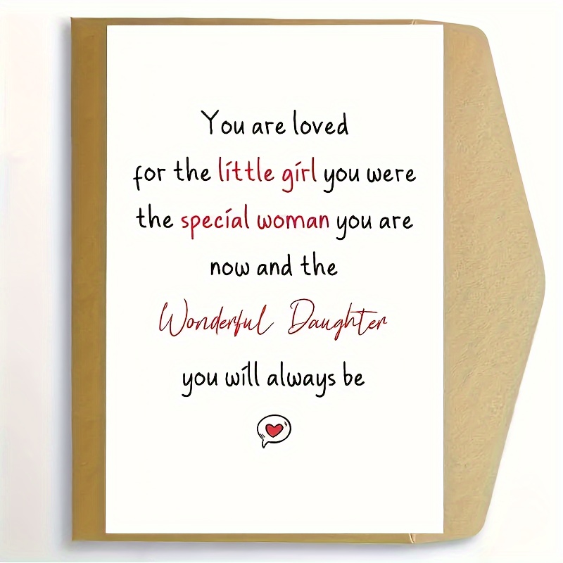 

1pc, Funny Birthday Card For Daughter, Happy Birthday Card For Daughter, Special Daughter Card, You Are Always A Wonderful Daughter, With Envelope