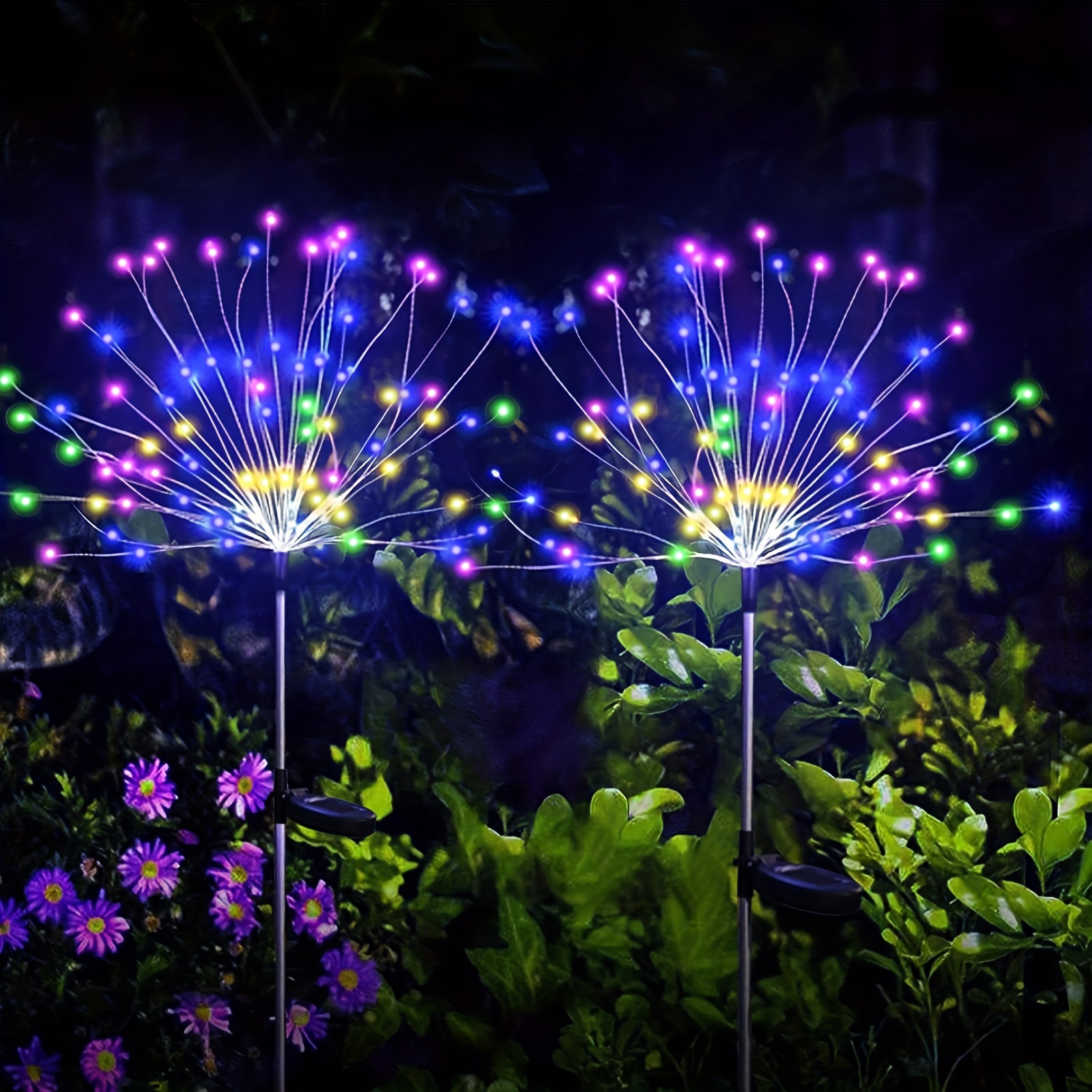 

Outdoor , 2 Pack 90 Led Copper Wire Waterproof Garden Fireworks Lamp 8 Modes Decorative Sparkles Stake Landscape Light For Pathway Lawn Decor (colorful)
