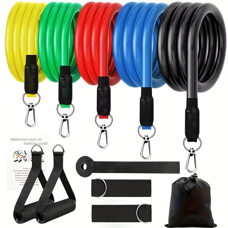 Image of 12pcs Resistance Band Set, Portable Home Gym Accessories For Strength And Muscle Building, Stackable Elastic Bands, Exercise Bands With Handles, A Gift For Fitness Enthusiasts