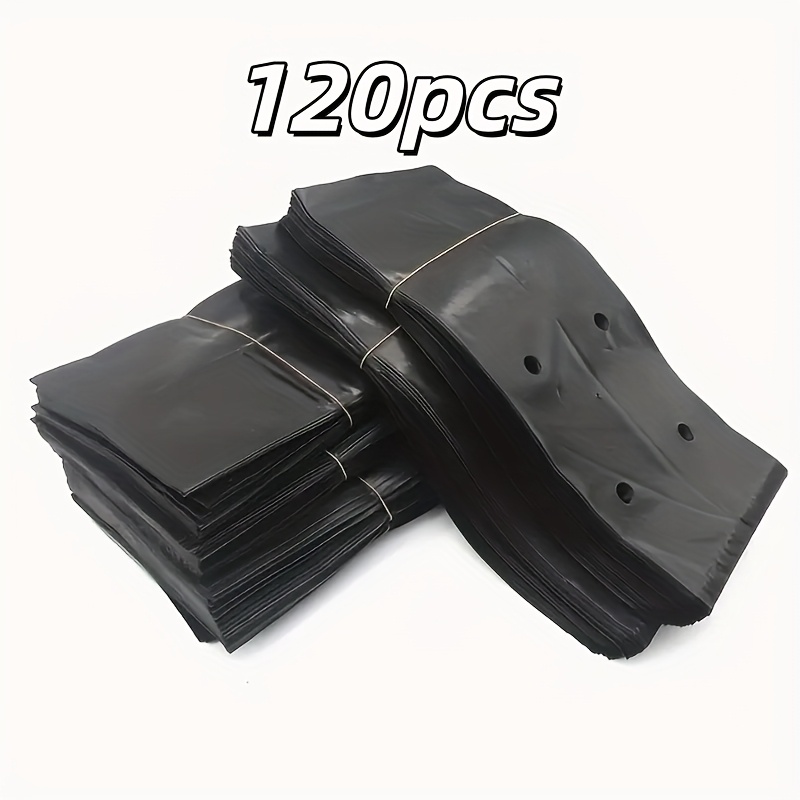 E-shop 120 Stück schwarze, leichte langlebige Pflanztaschen aus Kunststoff. Einfach aufzubauen, geeignet zum Umpflanzen, atmungsaktives Material mit