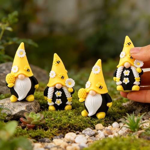 cute daisy gnome and bee gnome figurine decoration embellished gnome decoration home decoration figurine suitable for bookshelves desks fireplaces and tv cabinets garden windowsill decoration
