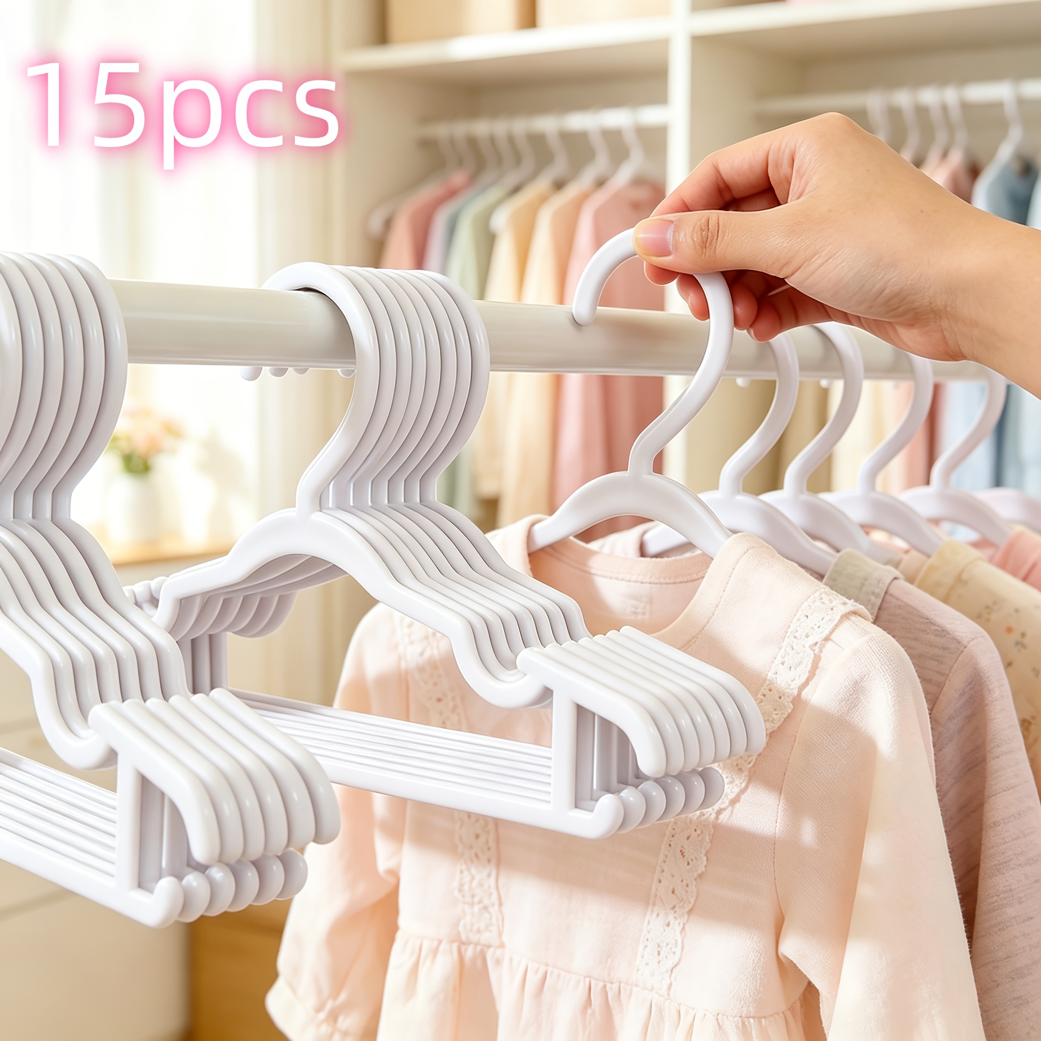Image of 15/40pcs Baby Clothes Hanger 11 Inch Baby Specific Small Clothes Hanger Thickened And Thickened Clothes Hanger Newborn Anti Slip Clothes Hanger Home Storage Baby Growth Helper