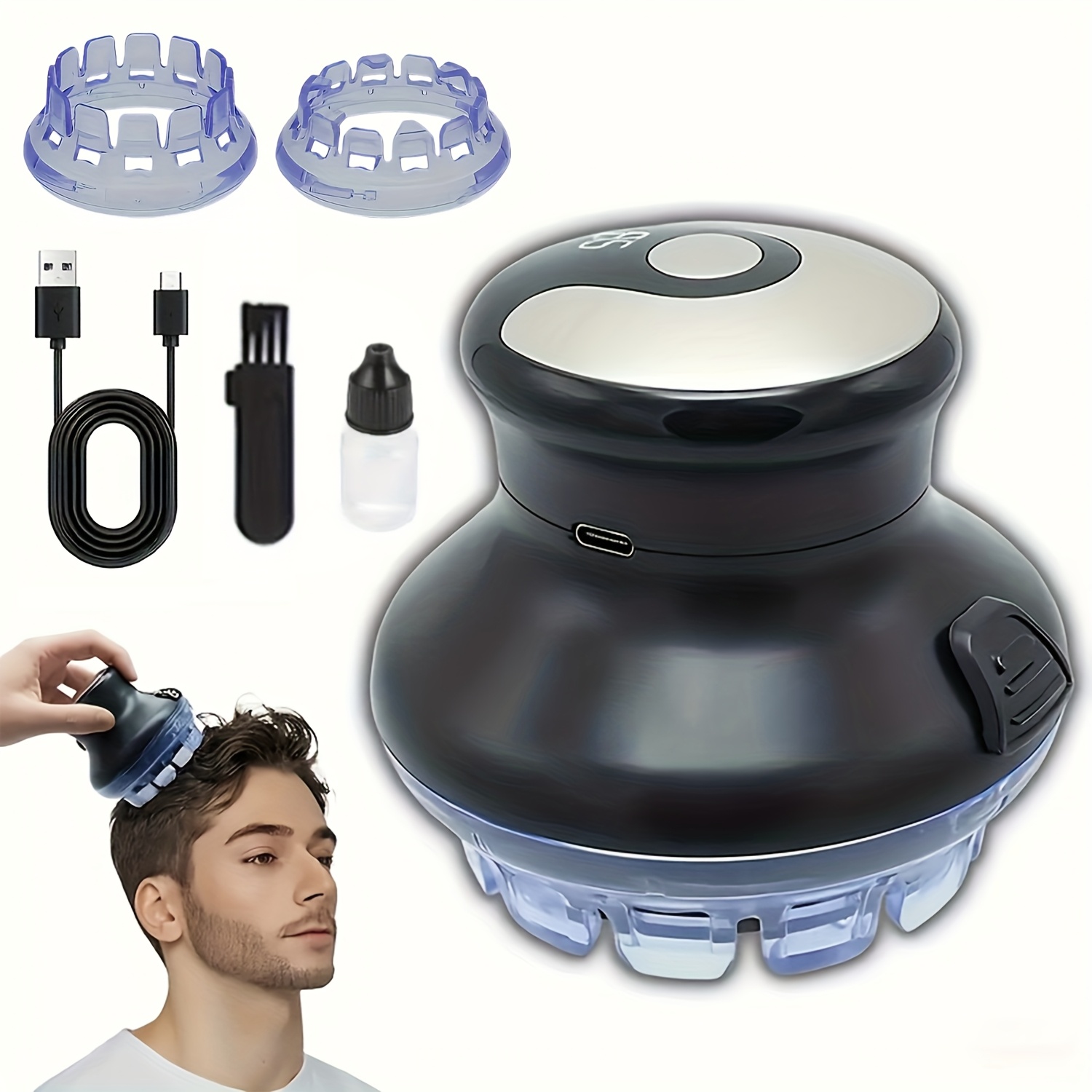 TEMU Ufo Men's Professional Wireless Portable Hair Clipper, Usb Rechargeable, Facial Shaping, Self-style Hair Trimmer, Ideal For Home And Salon Use,