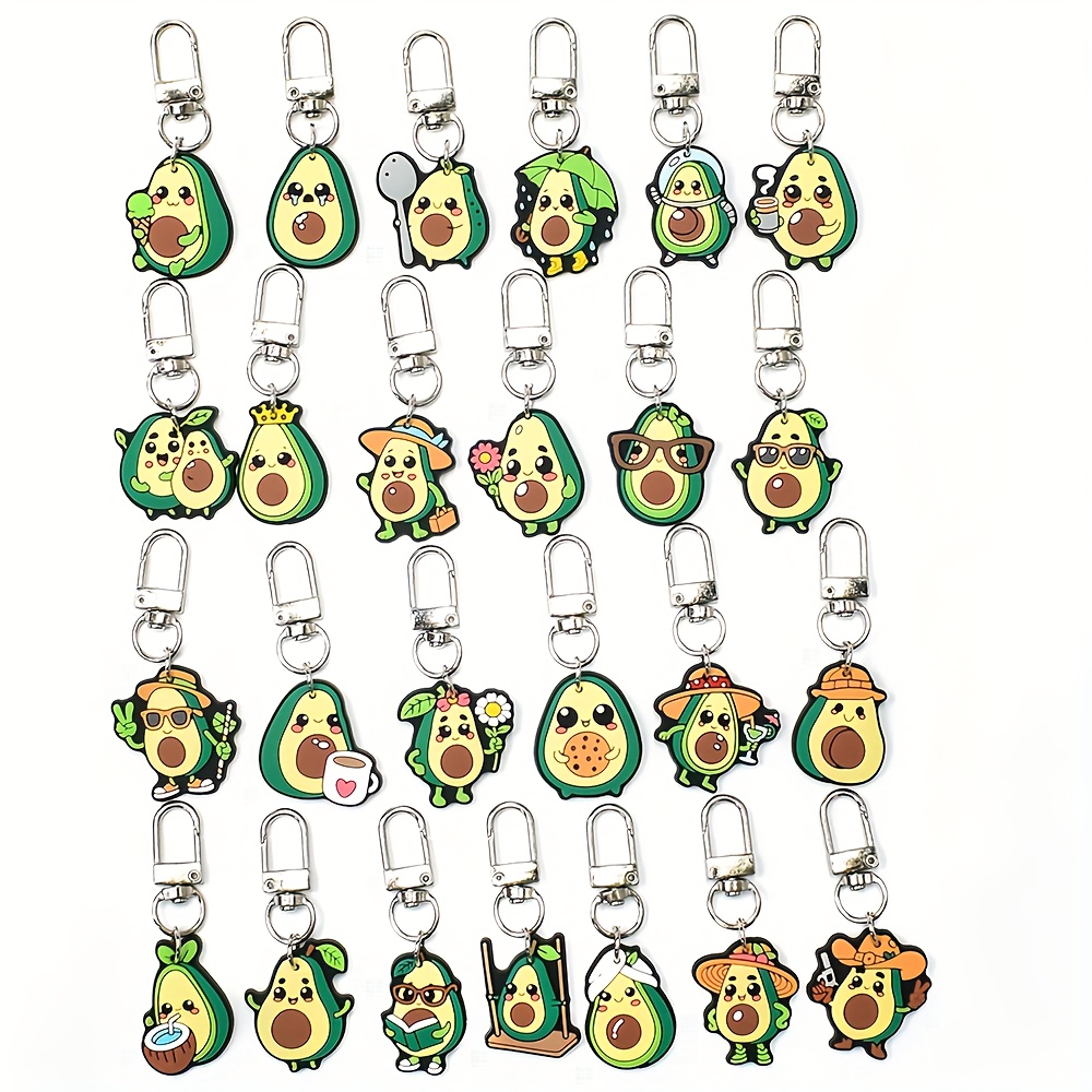 TEMU Set Of 25 Avocado-themed Plastic Keychains, Adorable Fruit Key Pendants, Avocado-shaped Key Rings, Decorative Charms For Bags And Luggage,