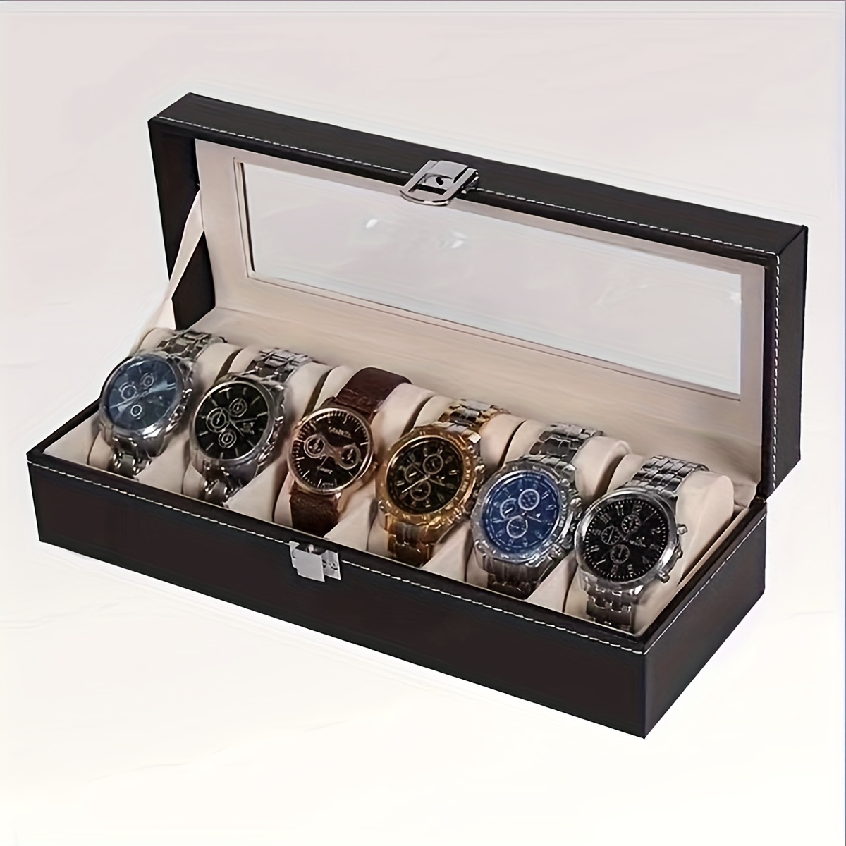 

6-slot Standard Version Wrist Fashion Texture Leather Watch Storage Box Inside Watch Packaging Box 6-digit Jewelry Display Box