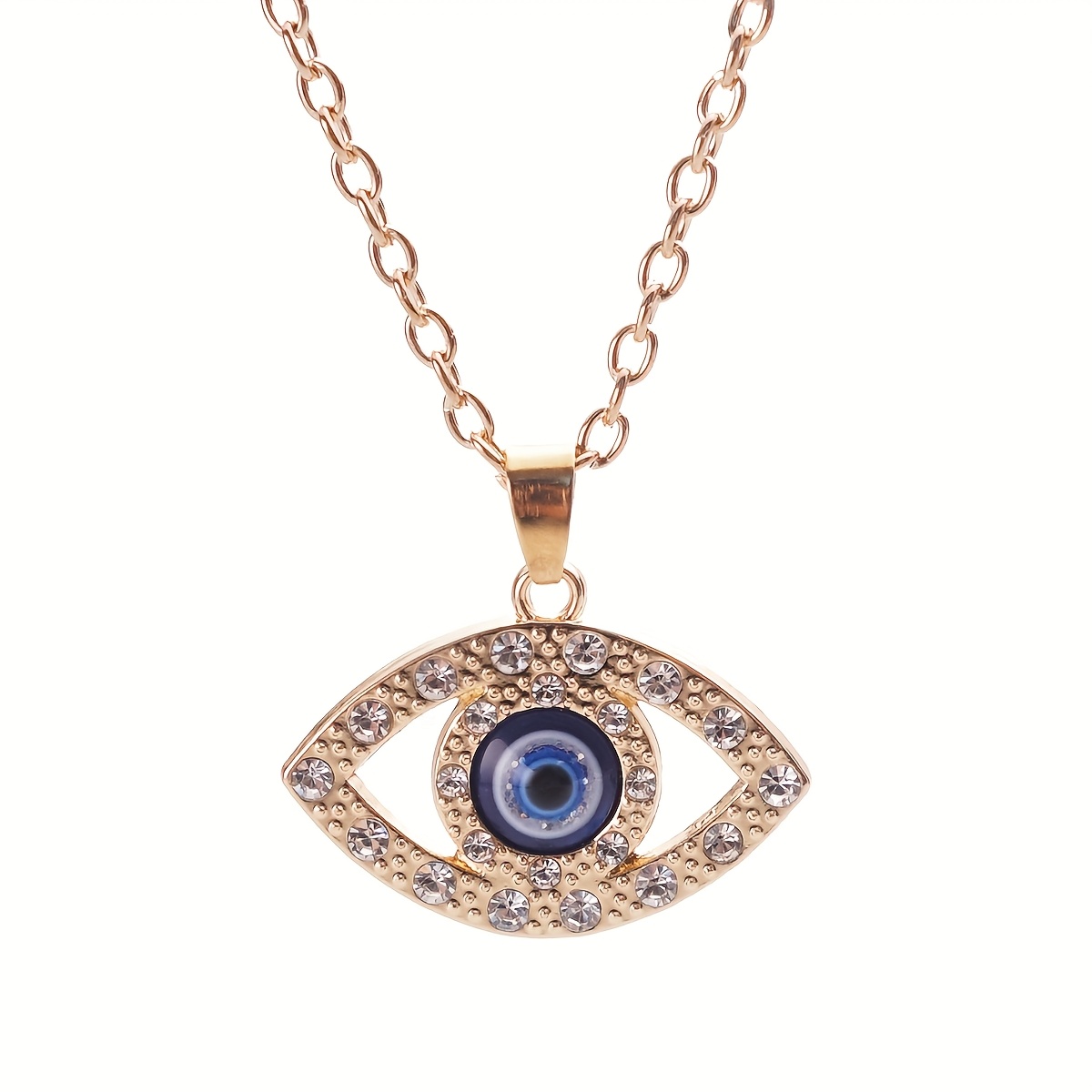 TEMU 1pc Evil Eye Pendant Necklace, Adjustable Pendant Necklace, Vacation Jewelry Accessory, Party Jewelry Accessory Gift Elegant Sparkling, Suitable