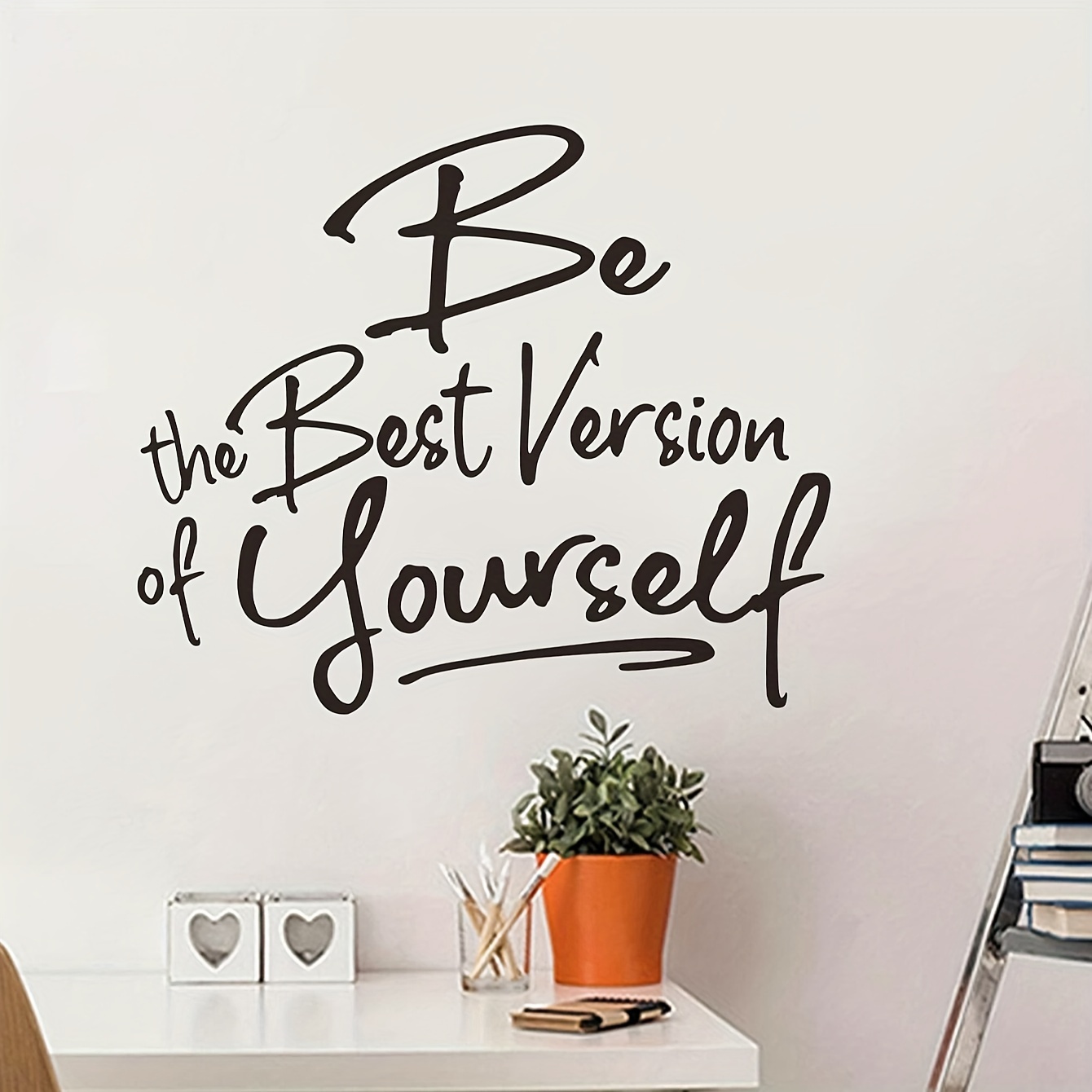 

Inspirational Quotes Wall Decal For Office, Gym, School - Reusable Matte Polyvinyl Chloride Wall Sticker With Glam Style - Be The Best Version Of Yourself Vinyl Art Decor