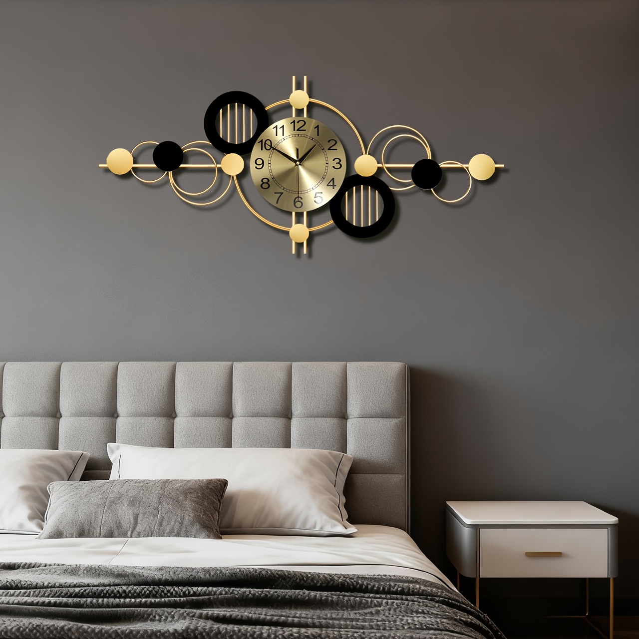 Image of 1pc Light Luxury Wall Clock, Modern Minimalist Living Room Decorative Clock, Luxurious Crystal Acrylic Embellished Clock Face, Hanging Decor For Bedroom, Dining Room, And Background Wall