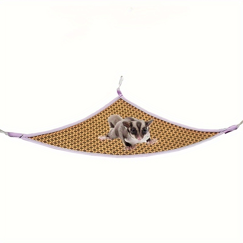 

Rattan Cooling Pet Hammock For Hamsters, Honey Possums & Squirrels - Breathable Triangle Hanging Bed, Cage Accessory For Small Animals