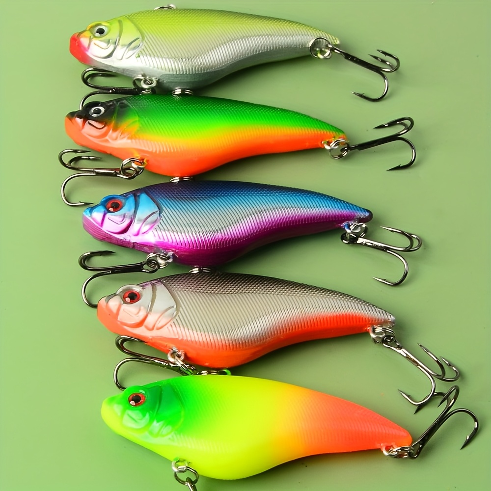 Set od 5 komada potapajućih VIB mamaca za pecanje 7 cm/2,75 inča 16 g/0,564 oz plastični umjetni mamci s trostrukim udicama za pecanje štuke, brancina, troling, ribolovni pribor