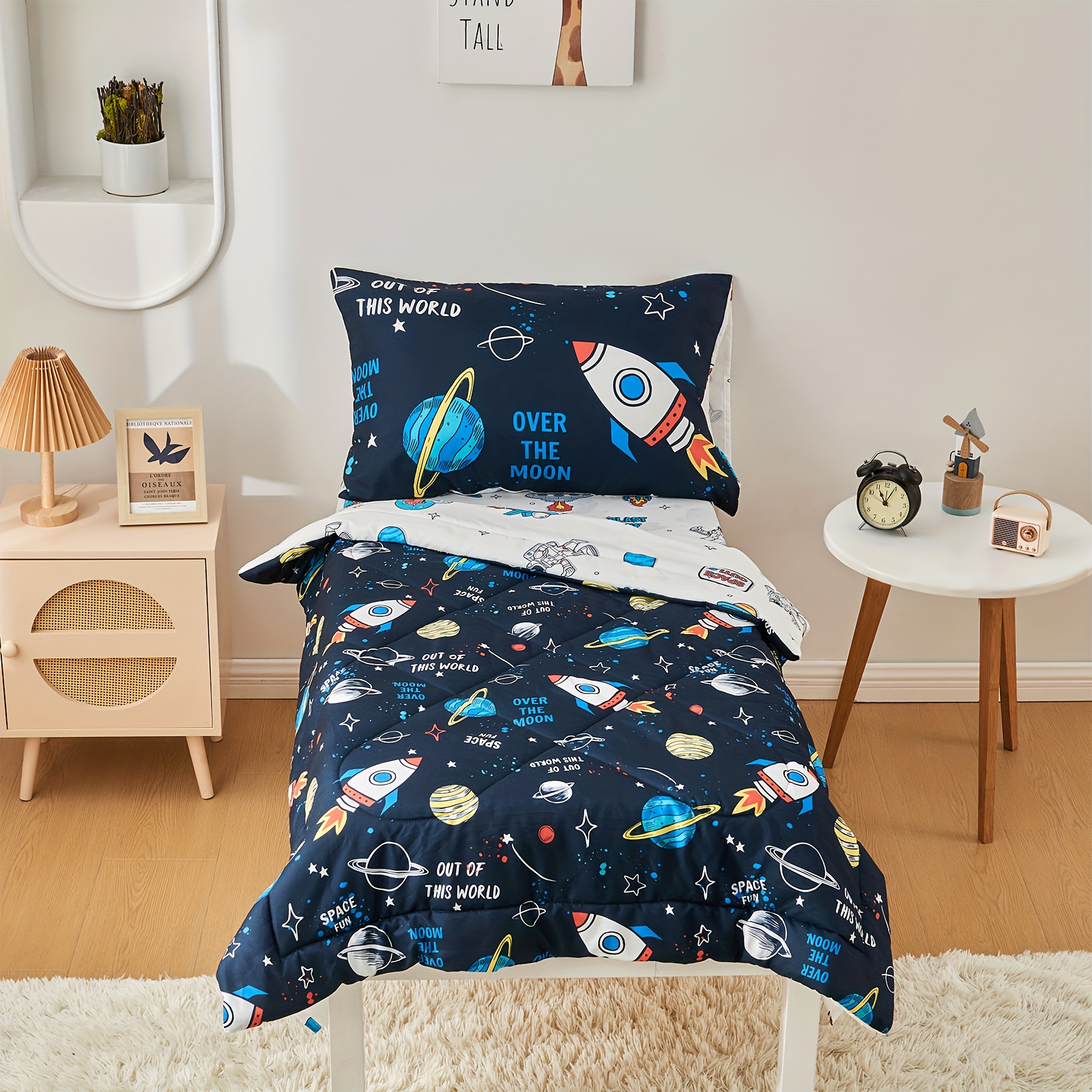 Four-Piece Green Dinosaur Pattern Kids Bedding Set