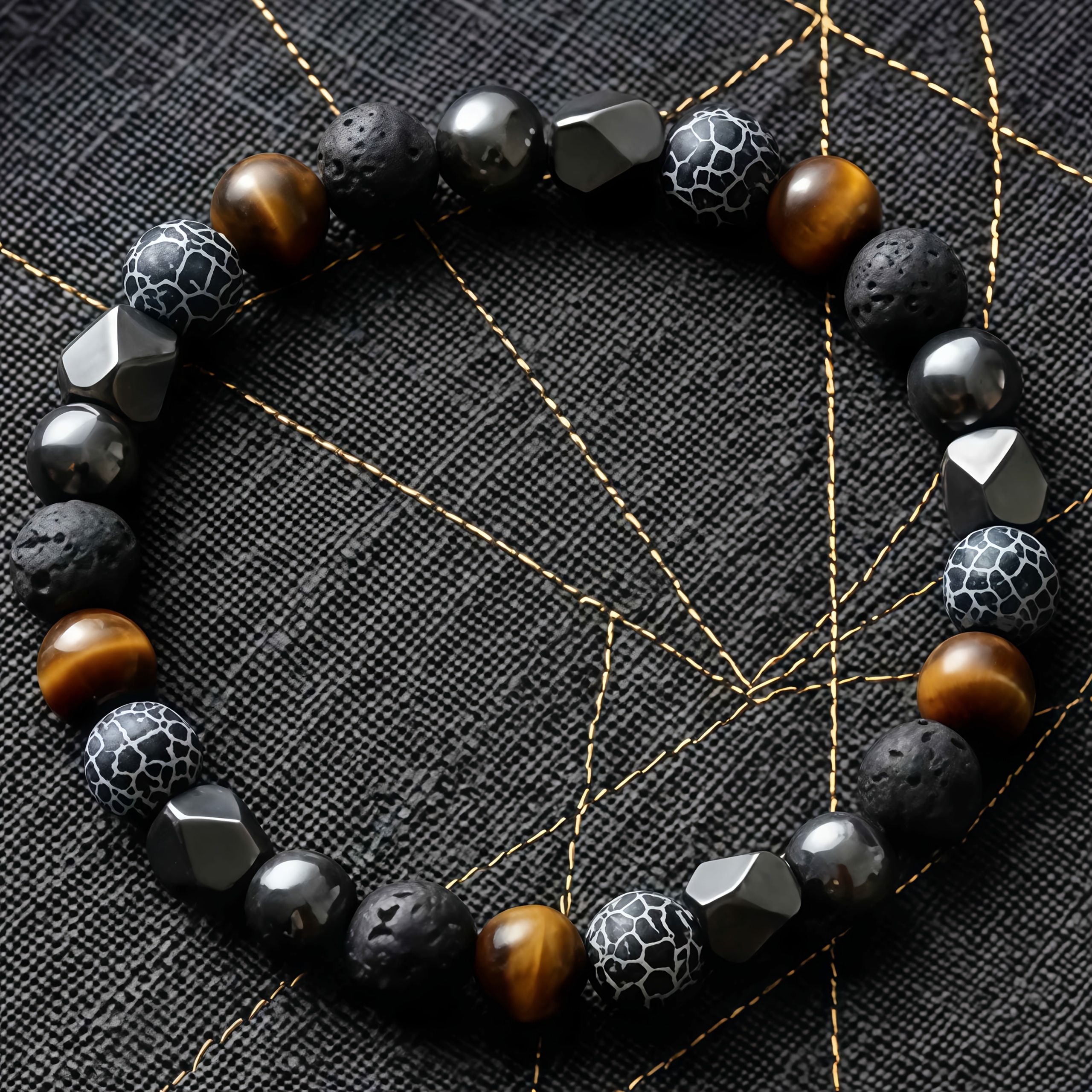 Men's Handmade Weathered Stone & Hematite Bracelet, Courage & Confidence