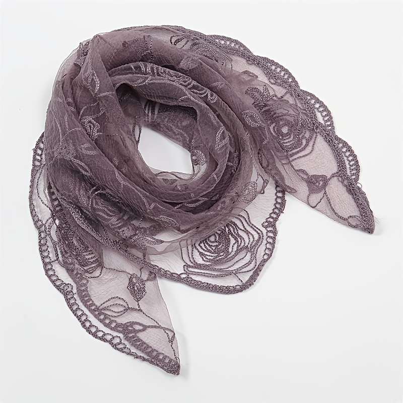 TEMU 1pc Lace Square Scarf | Mantilla Chapel Veil | Stylish Vintage 80cm Rose Embroidery Lightweight Breathable Lace Head Wrap | For Women's Church