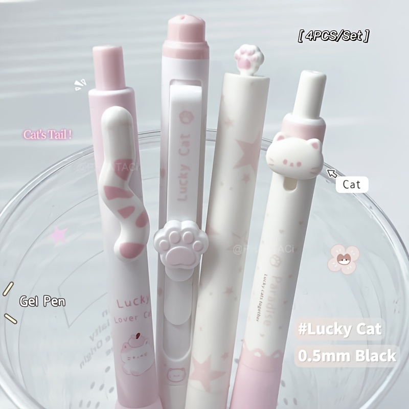 4pcs cat   pen 0 5mm black pen creative cats tail   writing pen office supplies