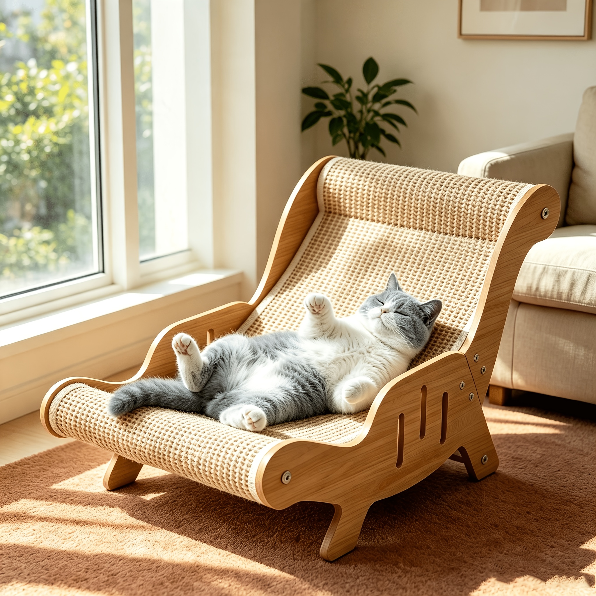 TEMU Cat Lounger Chair, 2-in-1 Cat Scratcher Chair And Cat Bed, Suitable For Indoor Cats Scratching, Playing And Resting