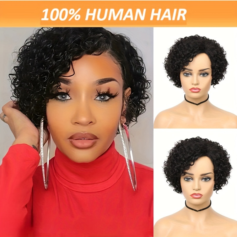 

Afro Wig For Women - 6 Inch Short Human Hair Wig, Brazilian Virgin Hair, Machine-made With Rose Net Cap, 180% Density, Natural Look, Versatile Styling For All - Basics Collection