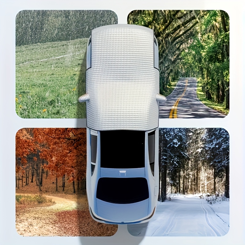 TEMU Car Windshield Cover - & Windproof Uv Protection, Durable Linen Fabric, Vehicles, Resistant, & Remove, Vehicle Heat Shield, Sleek Vehicle Accessory, Flexible Protection